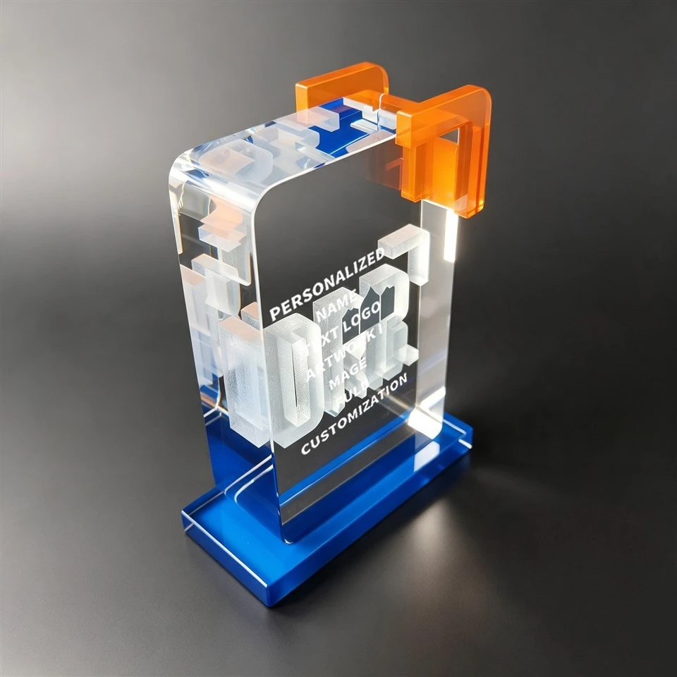 Dual Hue Laser Etched Crystal Award factory