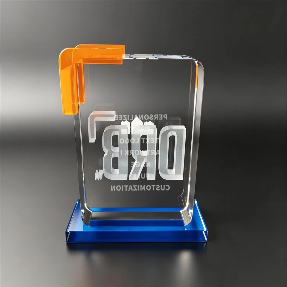 Dual Hue Laser Etched Crystal Award high quality