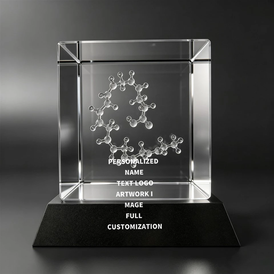 Molecule Model 3D Crystal Cube Trophy suppliers